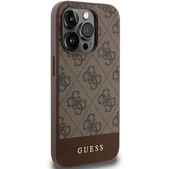 Guess GUHCP15LG4GLBR iPhone 15 Pro 6.1" husă rigidă maro/brązowy 4G Stripe Collection