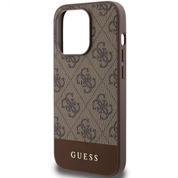 Guess GUHCP15LG4GLBR iPhone 15 Pro 6.1" husă rigidă maro/brązowy 4G Stripe Collection