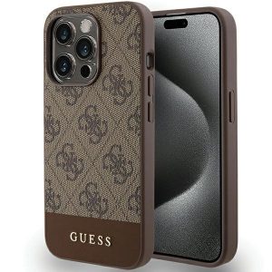 Guess GUHCP15XG4GLBR iPhone 15 Pro Max 6,7" husă rigidă maro/brązowy 4G Stripe Collection