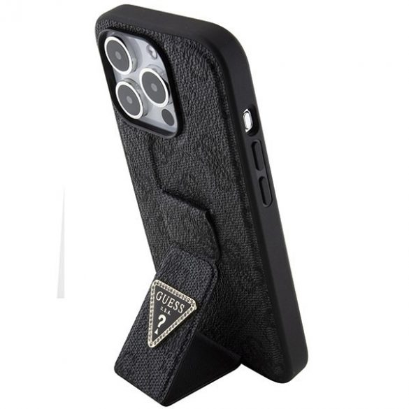 Guess GUHCP15LPGS4TDK iPhone 15 Pro 6.1 carcasă rigidă/neagră Grip Stand 4G Triangle Strass"