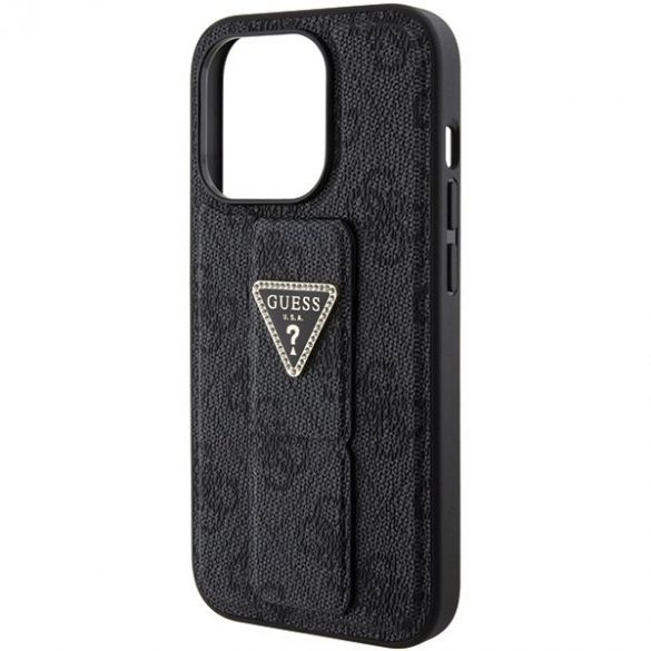 Guess GUHCP15LPGS4TDK iPhone 15 Pro 6.1 carcasă rigidă/neagră Grip Stand 4G Triangle Strass"