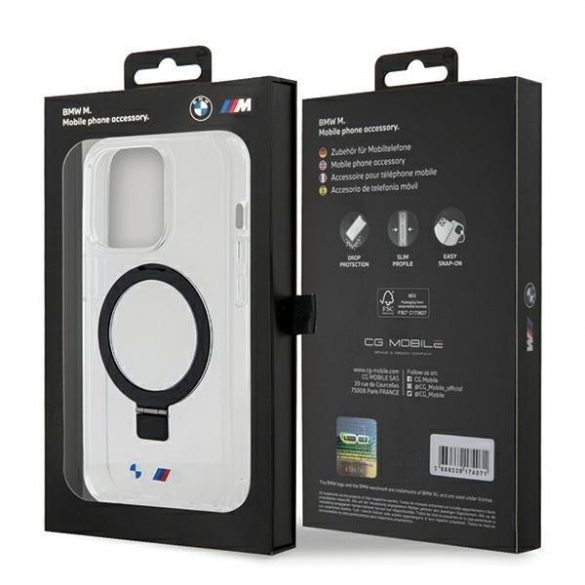 BMW BMHMP15LURST iPhone 15 Pro 6.1 carcasă rigidă transparentă Ring Stand M Colecția MagSafe"