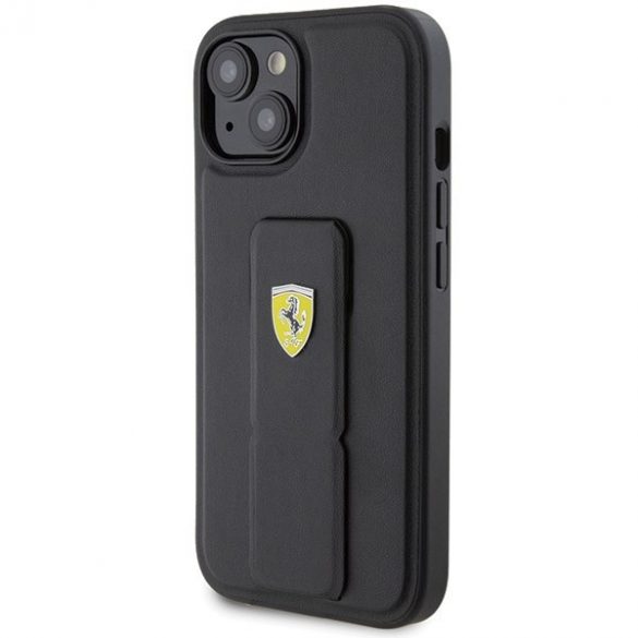 Ferrari FEHCP15SGSPSIK iPhone 15 / 14 / 13 6.1" carcasă rigidă/neagră Grip Stand Metal Logo