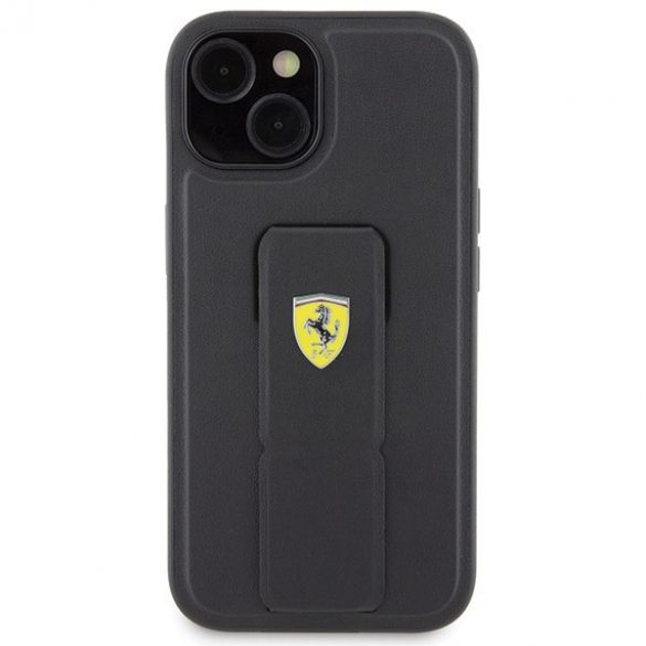 Ferrari FEHCP15SGSPSIK iPhone 15 / 14 / 13 6.1" carcasă rigidă/neagră Grip Stand Metal Logo