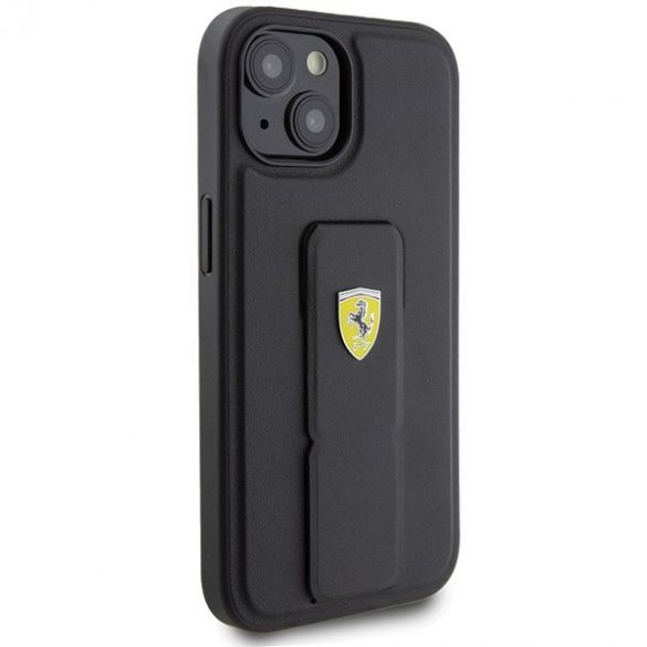 Ferrari FEHCP15SGSPSIK iPhone 15 / 14 / 13 6.1" carcasă rigidă/neagră Grip Stand Metal Logo