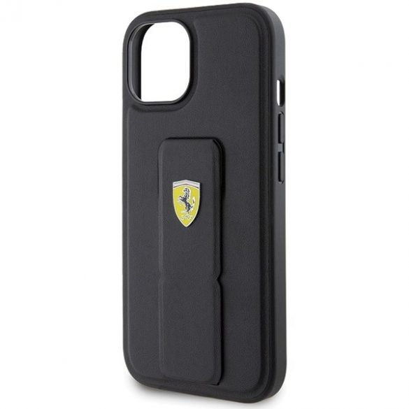 Ferrari FEHCP15SGSPSIK iPhone 15 / 14 / 13 6.1" carcasă rigidă/neagră Grip Stand Metal Logo