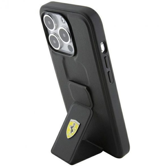 Carcasă rigidă Ferrari FEHCP15LGSPSIK iPhone 15 Pro 6.1, neagră/grip Stand”