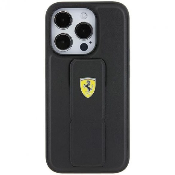 Carcasă rigidă Ferrari FEHCP15LGSPSIK iPhone 15 Pro 6.1, neagră/grip Stand”