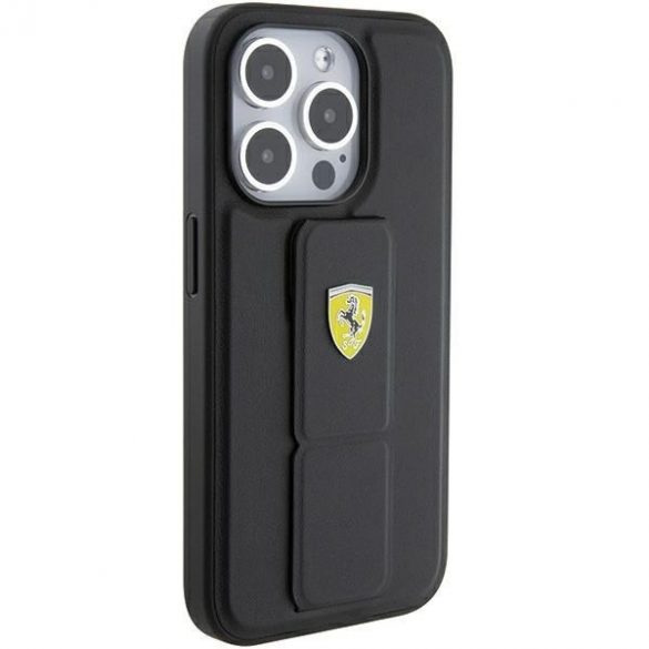 Carcasă rigidă Ferrari FEHCP15LGSPSIK iPhone 15 Pro 6.1, neagră/grip Stand”