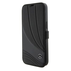 Mercedes MEBKP15L8ROLK iPhone 15 Pro 6.1 bibliotecă czarny/negru Leather Wave Patern"