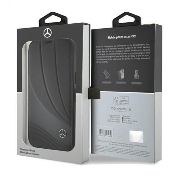 Mercedes MEBKP15L8ROLK iPhone 15 Pro 6.1 bibliotecă czarny/negru Leather Wave Patern"