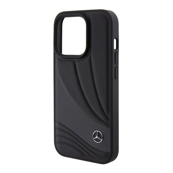 Mercedes MEHCP15L8ROLK iPhone 15 Pro 6.1 negru / negru hard Husă piele Wave Patern"