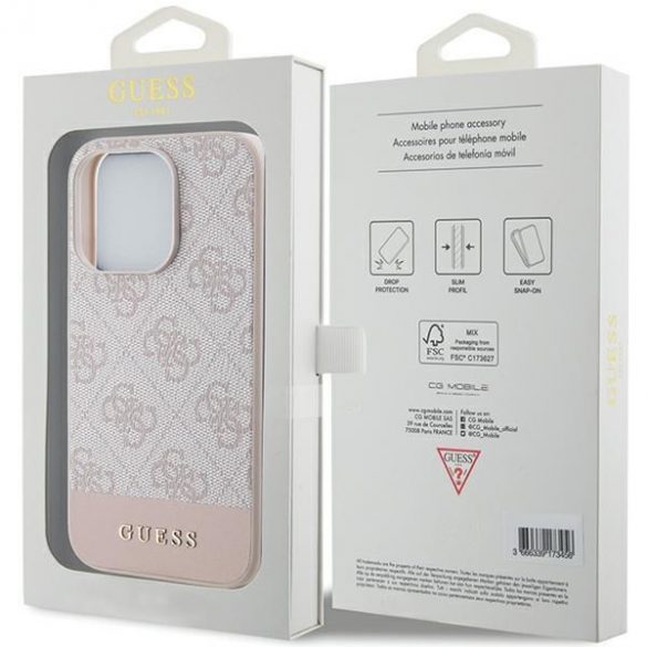 Guess GUHCP15LG4GLPI iPhone 15 Pro 6,1" husă rigidă rożowy/roz 4G Stripe Collection