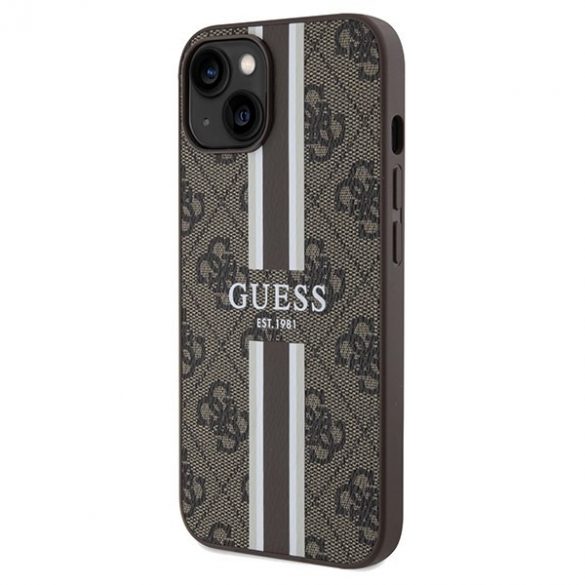 Guess GUHMP15SP4RPSW iPhone 15 / 14 / 13 6.1" husă rigidă maro/brązowy 4G Printed Stripes MagSafe