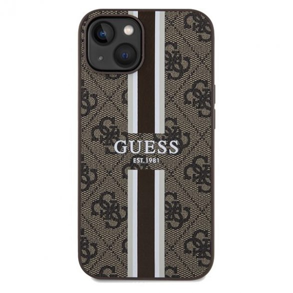 Guess GUHMP15SP4RPSW iPhone 15 / 14 / 13 6.1" husă rigidă maro/brązowy 4G Printed Stripes MagSafe