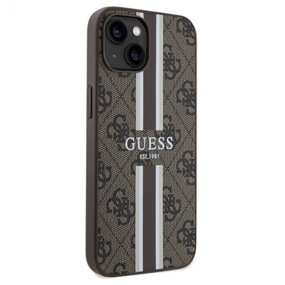 Guess GUHMP15SP4RPSW iPhone 15 / 14 / 13 6.1" husă rigidă maro/brązowy 4G Printed Stripes MagSafe