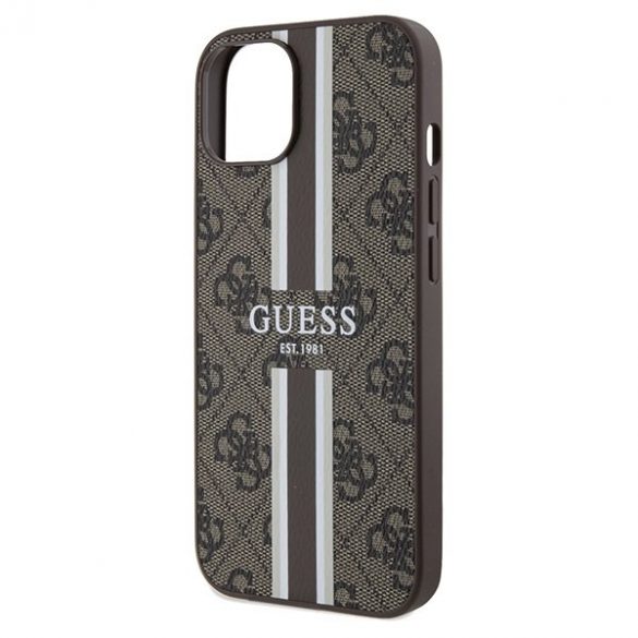 Guess GUHMP15SP4RPSW iPhone 15 / 14 / 13 6.1" husă rigidă maro/brązowy 4G Printed Stripes MagSafe