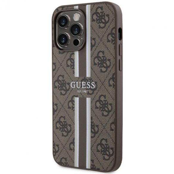 Guess GUHMP15XP4RPSW iPhone 15 Pro Max 6,7" husă rigidă maro/brązowy 4G Printed Stripes MagSafe