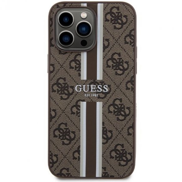 Guess GUHMP15XP4RPSW iPhone 15 Pro Max 6,7" husă rigidă maro/brązowy 4G Printed Stripes MagSafe