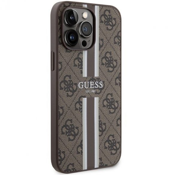 Guess GUHMP15XP4RPSW iPhone 15 Pro Max 6,7" husă rigidă maro/brązowy 4G Printed Stripes MagSafe