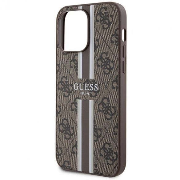 Guess GUHMP15XP4RPSW iPhone 15 Pro Max 6,7" husă rigidă maro/brązowy 4G Printed Stripes MagSafe