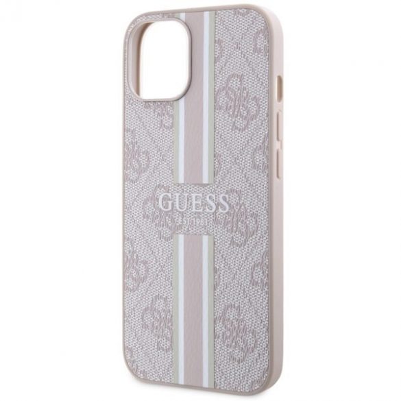 Guess GUHMP15SP4RPSP iPhone 15 / 14 / 13 6.1" roz/roz hard Husă 4G imprimate dungi MagSafe