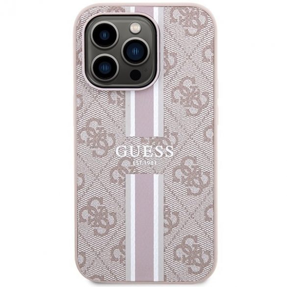 Guess GUHMP15LP4RPSP iPhone 15 Pro 6.1 husă rigidă rożowy/roz 4G Printed Stripes MagSafe"