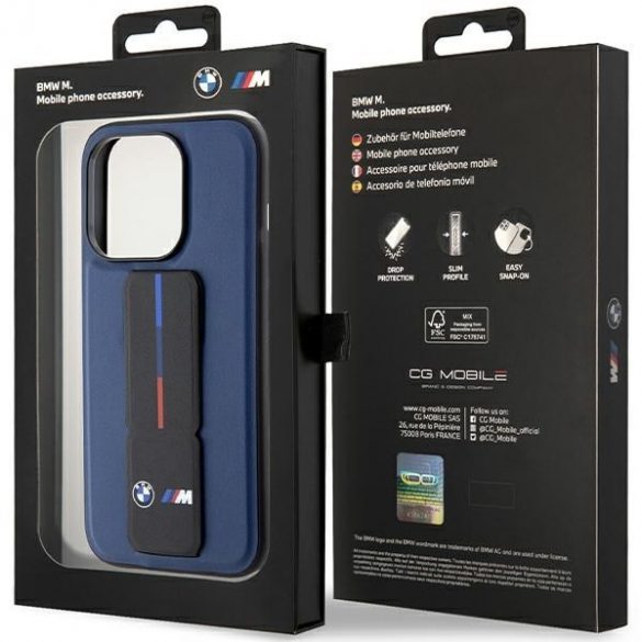 BMW BMHCP15LGSPBIV iPhone 15 Pro 6.1" granatowy/marine hardcase M Grip Stand Bicolor