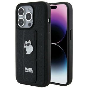 Karl Lagerfeld KLHCP14XGSACHPK iPhone 14 Pro Max 6.7 carcasă rigidă/neagră Gripstand Saffiano Choupette Pins"