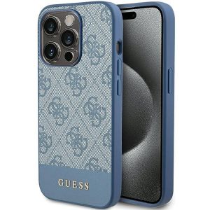 Guess GUHCP15LG4GLBL iPhone 15 Pro 6.1" niebieski/albastru husă rigidă 4G Stripe Collection