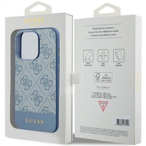 Guess GUHCP15LG4GLBL iPhone 15 Pro 6.1" niebieski/albastru husă rigidă 4G Stripe Collection