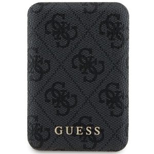 Guess Powerbank indukcyjny 15W GUPB5FP4EMGK 5000mAh czarny/negru 4G Piele Metal Logo MagSafe