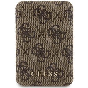 Guess Powerbank indukcyjny 15W GUPB5FP4EMGW 5000mAh brązowy/maro 4G Piele Metal Logo MagSafe