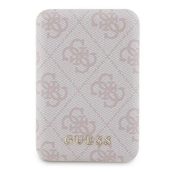 Guess GUPB5FP4EMGP 4G Leather Metal Logo MagSafe powerbank 15W 5000mAh - roz