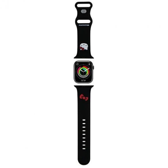 Hello Kitty Pasek HKAWLSCHBLK Apple Watch 42/44/45/49mm curea czarny/neagră Silicon Kitty Head