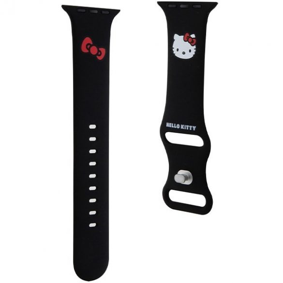 Hello Kitty Pasek HKAWLSCHBLK Apple Watch 42/44/45/49mm curea czarny/neagră Silicon Kitty Head