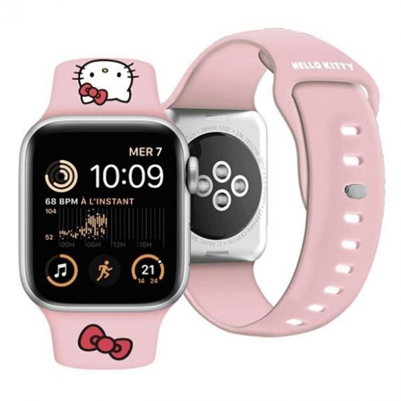 Hello Kitty Pasek HKAWLSCHBLP Apple Watch 42/44/45/49mm curea rożowy/roz Silicon Kitty Head