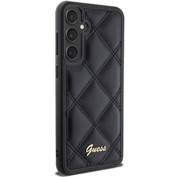 Guess GUHCS23FEPSQSQSK S23 FE S711 carcasă rigidă neagră Quilted Metal Logo