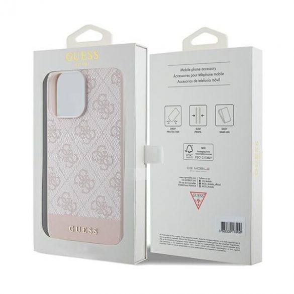 Guess GUHCP14LG4GLPI Husă rigidă pentru iPhone 14 Pro 6,1" rożowy/roz 4G Stripe Collection