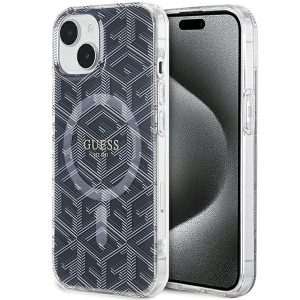 Guess GUHMP15MHGCUSTGK Carcasă rigidă pentru iPhone 15 Plus / 14 Plus de 6,7 inchi/negru IML GCube MagSafe