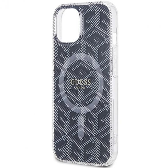 Guess GUHMP15MHGCUSTGK Carcasă rigidă pentru iPhone 15 Plus / 14 Plus de 6,7 inchi/negru IML GCube MagSafe