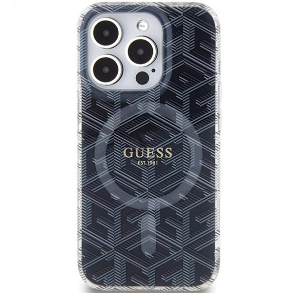 Guess GUHMP15LHGCUSTGK iPhone 15 Pro 6.1" carcasă rigidă/neagră IML GCube MagSafe