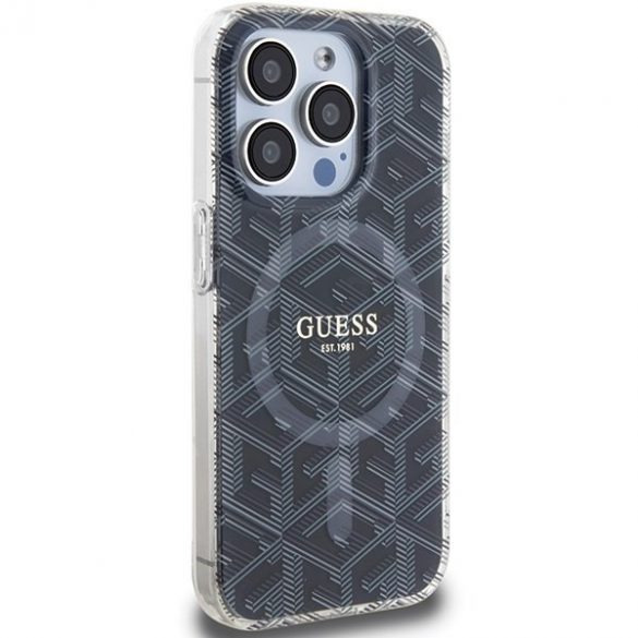 Guess GUHMP15LHGCUSTGK iPhone 15 Pro 6.1" carcasă rigidă/neagră IML GCube MagSafe