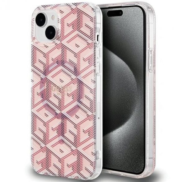 Guess GUHMP15SHGCUSTGP iPhone 15 / 14 / 13 6.1" rożowy/roz hardcase IML GCube MagSafe