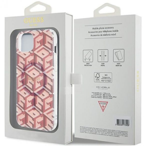 Guess GUHMP15SHGCUSTGP iPhone 15 / 14 / 13 6.1" rożowy/roz hardcase IML GCube MagSafe