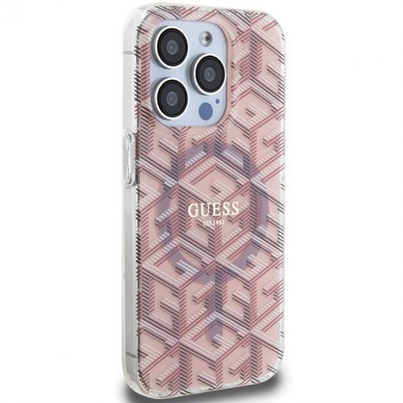 Guess GUHMP15LHGCUSTGP iPhone 15 Pro 6.1" husă rigidă rożowy/roz IML GCube MagSafe