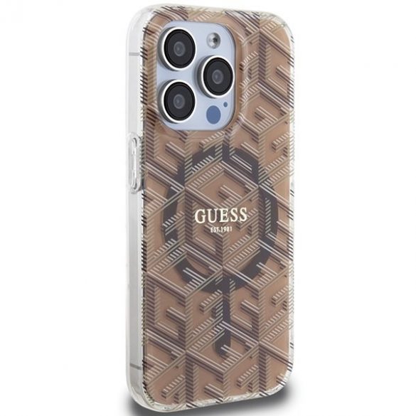 Guess GUHMP15LHGCUSTGW iPhone 15 Pro 6.1" husă rigidă maro/brązowy IML GCube MagSafe