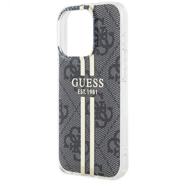 Guess GUHCP15LH4PSEGK iPhone 15 Pro 6.1" carcasă rigidă/neagră IML 4G Bandă aurie