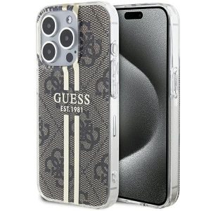 Guess GUHCP15LH4PSEGW iPhone 15 Pro 6,1" husă maro/brązowy IML 4G Gold Stripe