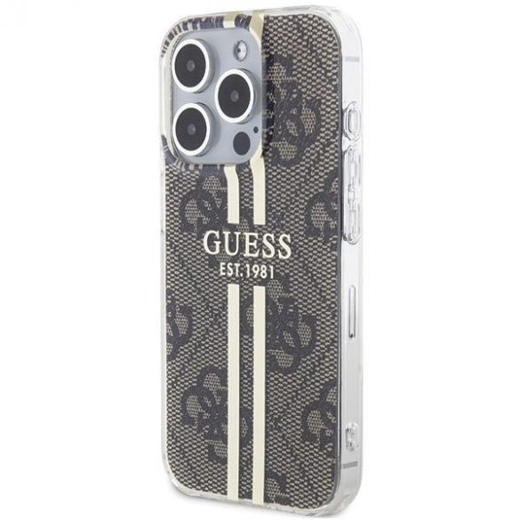 Guess GUHCP15LH4PSEGW iPhone 15 Pro 6,1" husă maro/brązowy IML 4G Gold Stripe